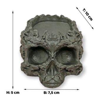 verzierter Totenschädel Kerzenhalter aus Beton
