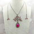 Weiteres Bild von Kette Achat Fuchsia aus Edelstein in Makramee