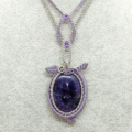 Weiteres Bild von Medaillon Amethyst aus Edelstein in Makramee