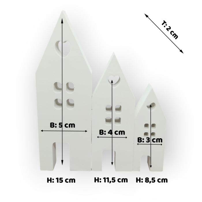 3 Beton Häuser im Set Eukalyptus aus Beton