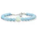 Weiteres Bild von Aquamarin Perlenarmband mit Perlmuttrose aus Edelstein in Makramee