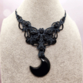 Weiteres Bild von Obsidian Collier mit Mondanhänger aus Edelstein in Makramee