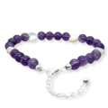 Weiteres Bild von Amethyst Perlenarmband mit Perlmuttherzen aus Edelstein in Makramee