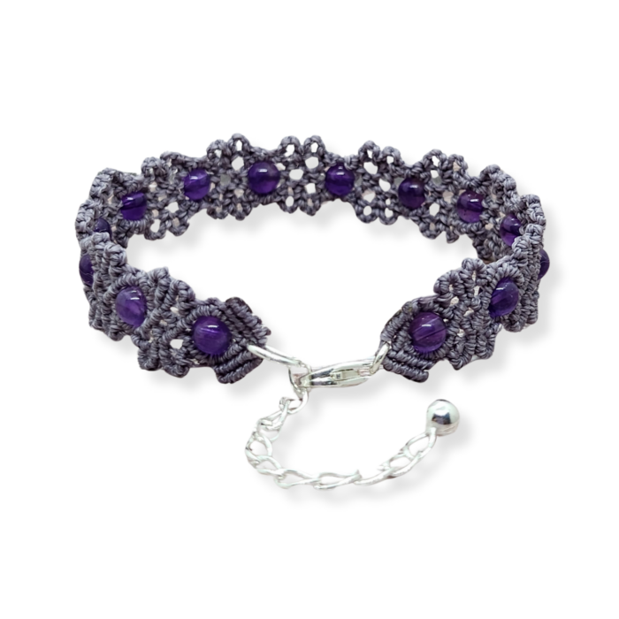 Amethyst Makramee Armband aus Edelstein in Makramee